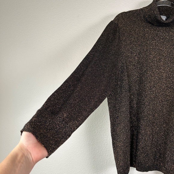 Chicos size 4 /XXL turtleneck pullover sweater metallic lurex black gold - Picture 5 of 12